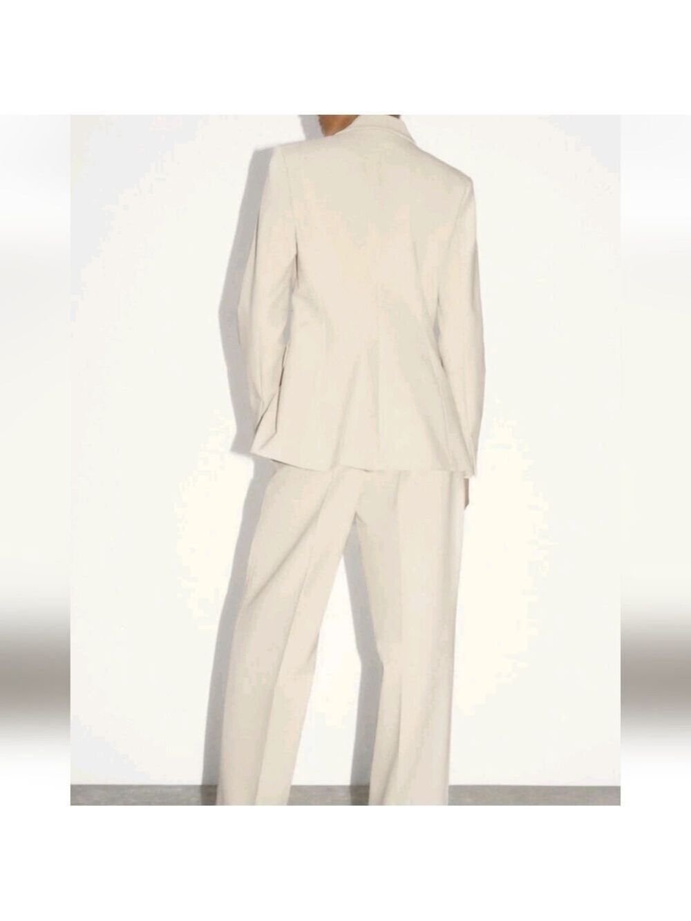 NWT Zara Rhinestone Button Blazer, Beige, Size L - Picture 5 of 17